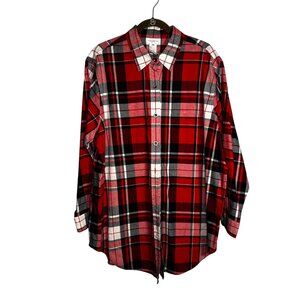 Jones New York Sport Womens Red Plaid Long Sleeve Button Down Shirt SZ 2XLarge